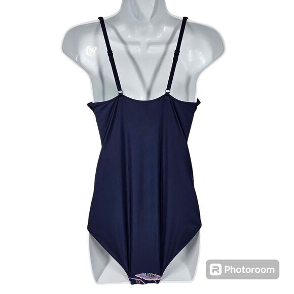 Romenza Targo One Piece Navy + Floral Bandeau Swimsuit Size 6-8* *READ - Picture 4 of 13
